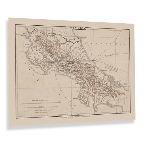 Poster mappa costa rica - poster,
